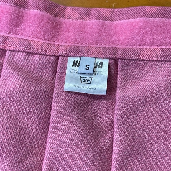 Namilia Monogram Denim Mini Thong Skirt Pink Pleated Micro Mini 22SKRT6P703 S - Picture 12 of 15